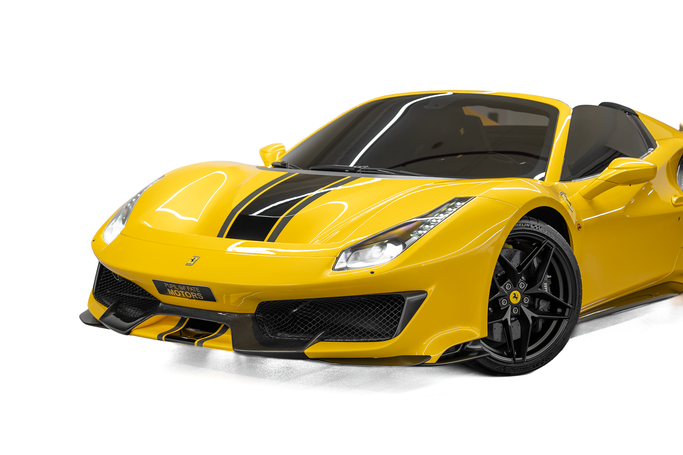 Used Ferrari 488 Pista Spider, 3.9 l, 2019 in Dubai by PUPIL OF FATE MOTORS, Yellow color. European Specs | AUTO.AE