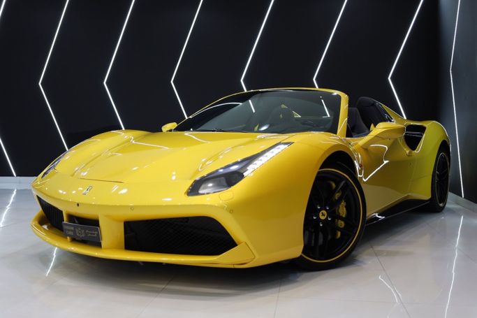 Used Ferrari 488 Spider, 3.9 l, 2019 in Dubai by Sanam Cars, Yellow color. GCC Specs | AUTO.AE