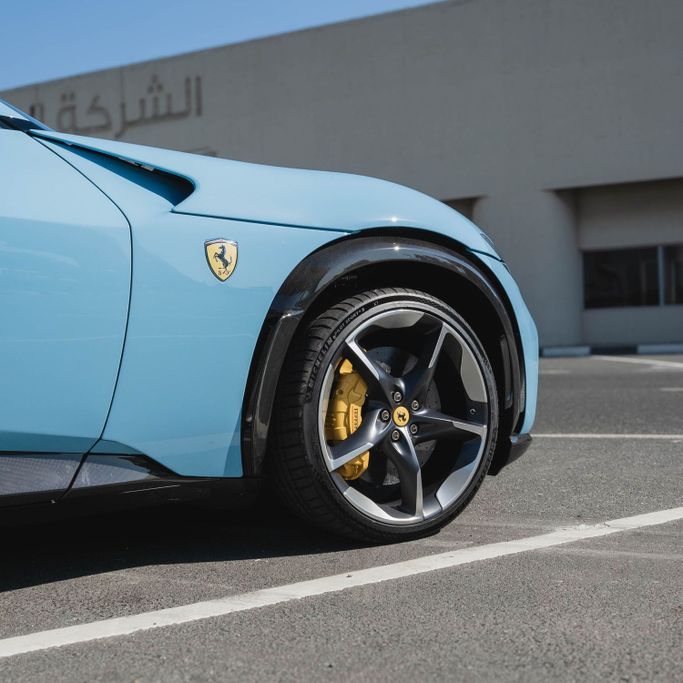 Ferrari Purosangue, 2024 sport suv 5 dr. for rent in Dubai by DEIZ, light blue color | AUTO.AE