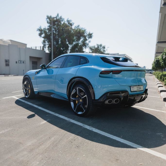 Ferrari Purosangue, 2024 sport suv 5 dr. for rent in Dubai by DEIZ, light blue color | AUTO.AE