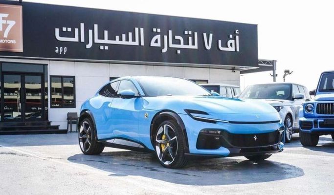 New Ferrari Purosangue, 6.5 l, 2025 in Dubai by F7 Motors, Light Blue color. European Specs | AUTO.AE