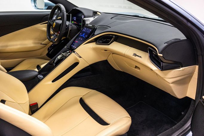 Used Ferrari Roma, 3.9 l, 2021 in Dubai by PUPIL OF FATE MOTORS, Light Blue color. European Specs | AUTO.AE