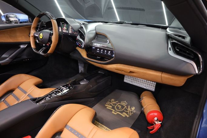 Used Ferrari SF90 Stradale Spider I, 4.0 l, 2022 in Dubai by Sanam Cars, Light Blue color. GCC Specs | AUTO.AE