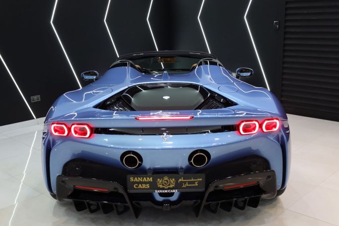 Used Ferrari SF90 Stradale Spider I, 4.0 l, 2022 in Dubai by Sanam Cars, Light Blue color. GCC Specs | AUTO.AE