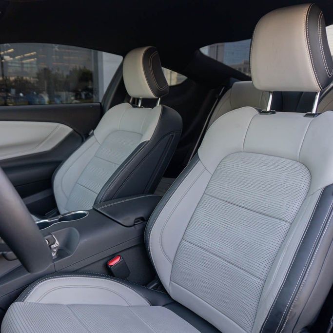 Ford Mustang VI Facelift, 2024 standard coupe for rent in Dubai by DEIZ, light blue color | AUTO.AE