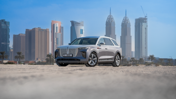 Hongqi E-HS9, 2023  suv 5 dr. for rent in Dubai by One by One Car Rental - Angelyn, silver color | AUTO.AE