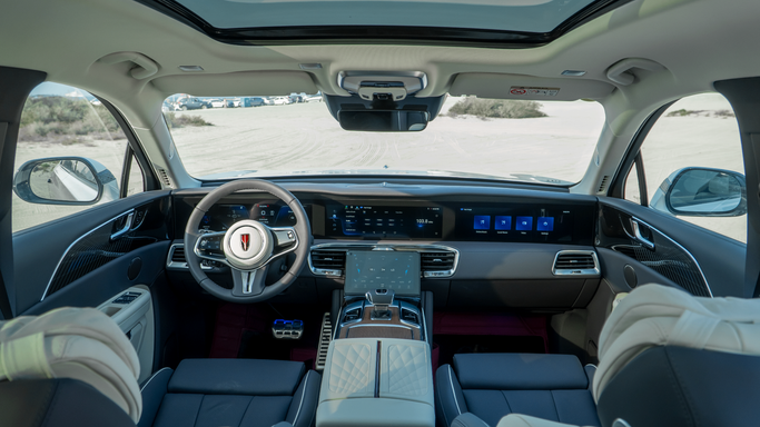 Hongqi E-HS9, 2023  suv 5 dr. for rent in Dubai by One by One Car Rental - Angelyn, silver color | AUTO.AE