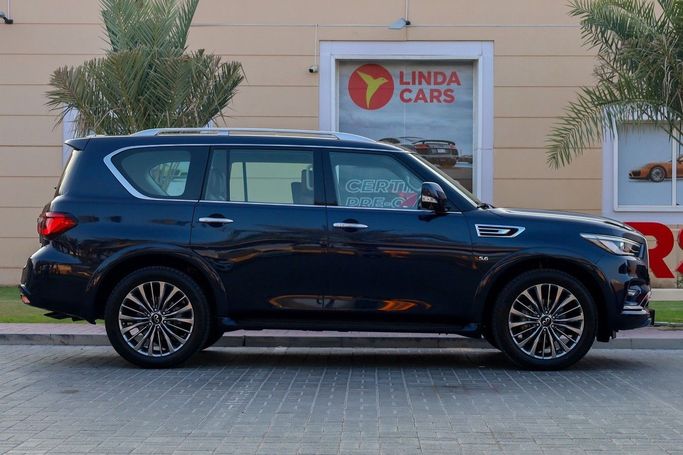 Used Infiniti QX80 I Facelift 3, 5.6 l, 2020 in Dubai by Linda Cars, Blue color. GCC Specs | AUTO.AE