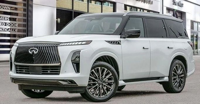 جديدة Infiniti QX80 ثانياً, 3.5 l, 2025 في في دبي من Mercury Global FZCO، اللون أبيض. المواصفات الكندية | AUTO.AE
