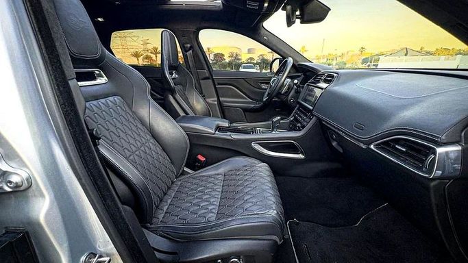 Used Jaguar F-Pace SVR I Facelift, 5.0 l, 2020 in Dubai by MBA Motors, Silver color. European Specs | AUTO.AE