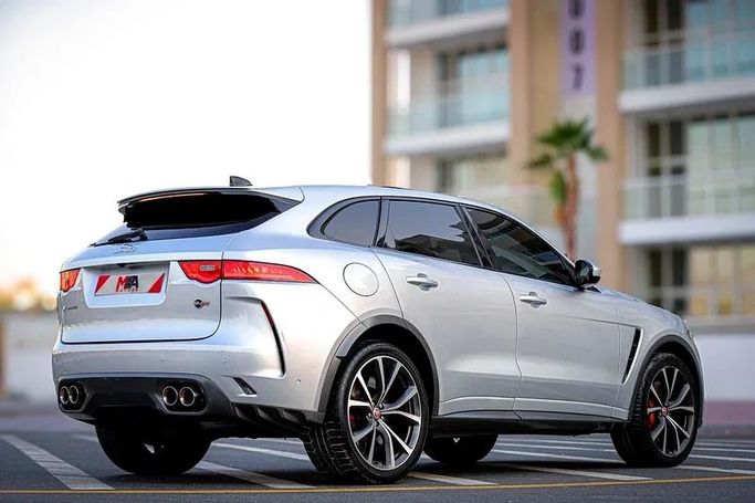 Used Jaguar F-Pace SVR I Facelift, 5.0 l, 2020 in Dubai by MBA Motors, Silver color. European Specs | AUTO.AE