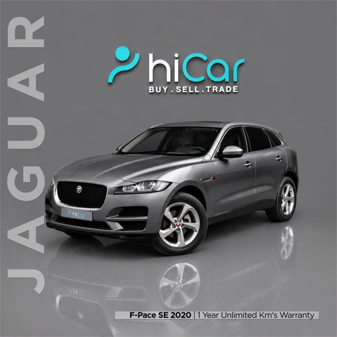 Used Jaguar F-Pace I, 2.0 l, 2020 in UAE, Dubai by Hi Car Approved Pre-Owned Cars Showroom, Grey color. GCC Specs | AUTO.AE | Listing #278845