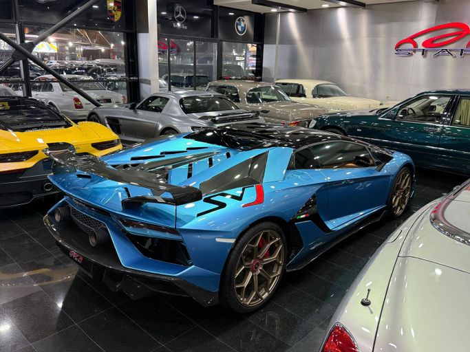 Used Lamborghini Aventador SVJ I Facelift, 6.5 l, 2021 in Dubai by STAR COLLECTION LLC, Light Blue color. Korean Specs | AUTO.AE