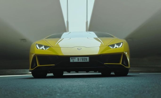 Lamborghini Huracán EVO Spyder I Facelift, 2023  roadster spyder for rent in Dubai by ACR DXB, yellow color | AUTO.AE
