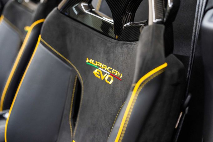 New Lamborghini Huracán I Facelift, 5.2 l, 2024 in Dubai by PUPIL OF FATE MOTORS, Yellow color. European Specs | AUTO.AE