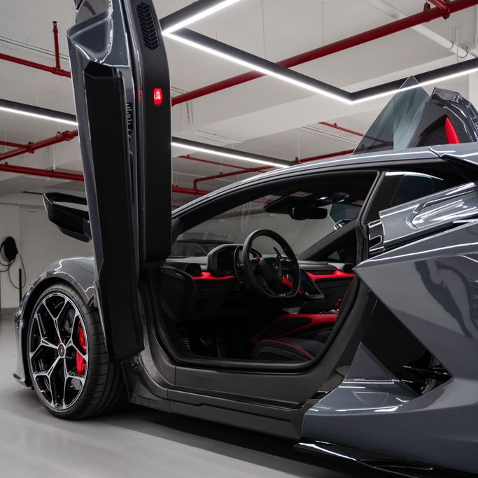 Lamborghini Revuelto, 2024 sport coupe for rent in Dubai by DEIZ, grey color | AUTO.AE
