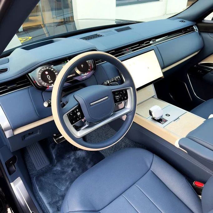 New Land Rover Range Rover P530 MHEV LONG V, 4.4 l, 2024 in Dubai by Sola Motors, Light Blue color. European Specs | AUTO.AE