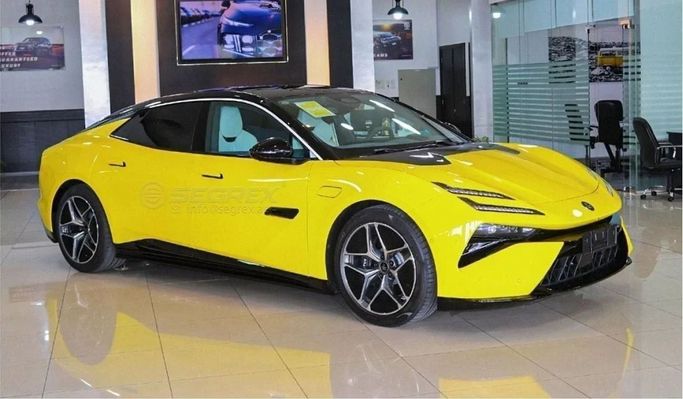 New Lotus Emeya, 2024 in Dubai by Segrex Auto, Yellow color. Chinese Specs | AUTO.AE