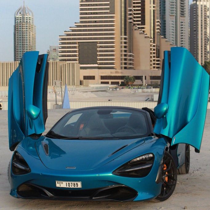 McLaren 720S Spider, 2021 sport roadster spider for rent in Dubai by Sydney Rental Car, blue color | AUTO.AE
