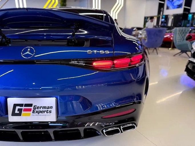 Used Mercedes-Benz AMG GT 55 II, 4.0 l, 2024 in Dubai by GE Motors, Blue color. American Specs | AUTO.AE