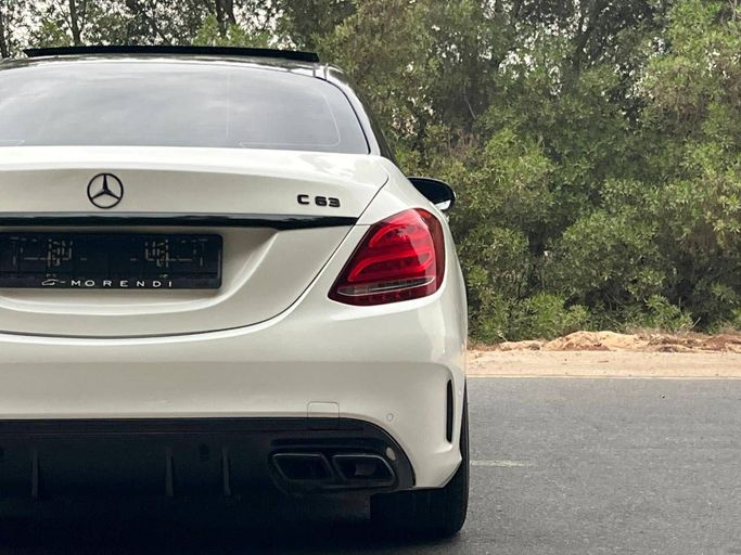 New Mercedes-Benz C-Class AMG 63 AMG IV (W205), 4.0 l, 2017 in Dubai by Prestige motors, White color. American Specs | AUTO.AE