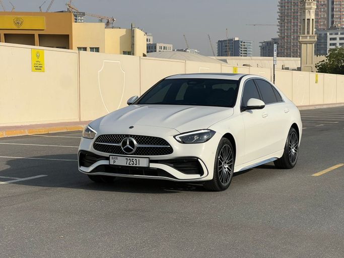 Mercedes-Benz C-Class 200 V (W206), 2025 standard sedan for rent in Dubai by Lite Rent, white color | AUTO.AE
