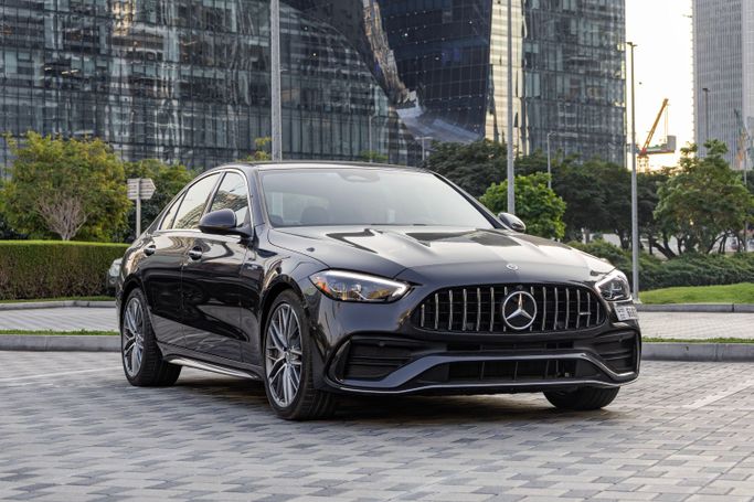 Mercedes-Benz C-Class 300 V (W206), 2023 standard sedan for rent in Dubai by Macan Luxury Motors, grey color | AUTO.AE