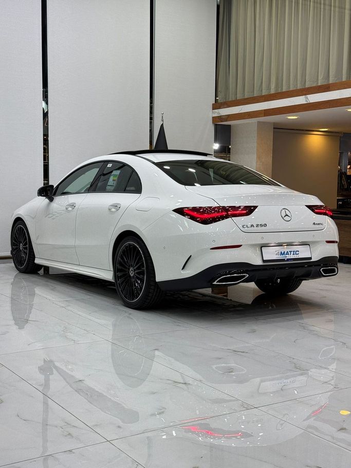New Mercedes-Benz CLA AMG 35 AMG II (C118, X118) Facelift, 2.0 l, 2025 in Dubai by 4 Matic Motors, White color. GCC Specs | AUTO.AE