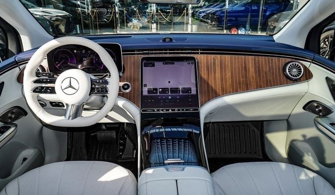 New Mercedes-Benz EQE 500, 2024 in Dubai by Saad Idan Motors, Light Blue color. Chinese Specs | AUTO.AE