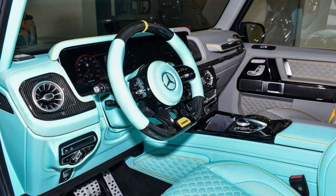 New Mercedes-Benz G-Class AMG Brabus 800 II (W465) Facelift, 4.0 l, 2024 in Dubai by F7 Motors, Light Blue color. GCC Specs | AUTO.AE