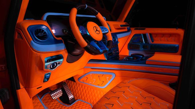 New Mercedes-Benz G-Class AMG Onyx Concept G7X II (W463), 4 l, 2023 in Dubai by Dourado Luxury Car, Orange color. European Specs | AUTO.AE