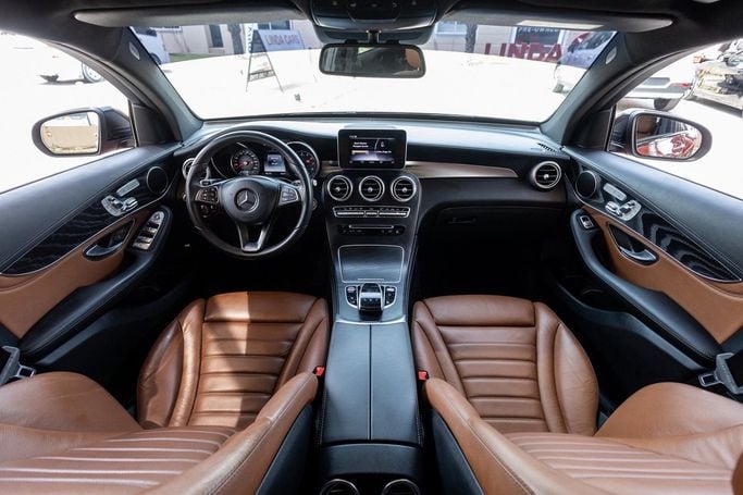 Used Mercedes-Benz GLC Coupe 250 I (X253), 2.0 l, 2018 in Dubai by Linda Cars, Red color. GCC Specs | AUTO.AE