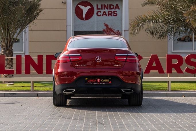 Used Mercedes-Benz GLC Coupe 250 I (X253), 2.0 l, 2018 in Dubai by Linda Cars, Red color. GCC Specs | AUTO.AE