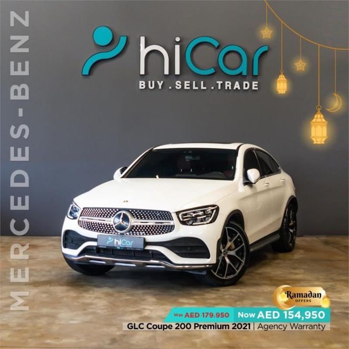 Подержанный Mercedes-Benz GLC Coupe 200 I (C253) Рестайлинг, 2.0 л, 2021 в Дубае от Hi Car Approved Pre-Owned Cars Showroom Белый цвет. GCC | AUTO.AE