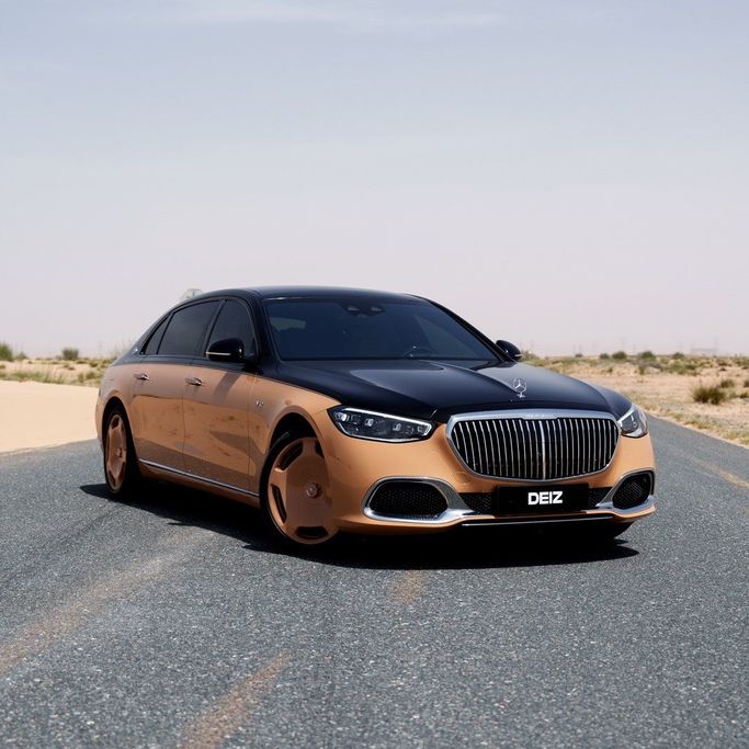 Mercedes-Benz Maybach S-Class 680 II (Z223), 2023 business sedan for rent in Dubai by DEIZ, beige color | AUTO.AE