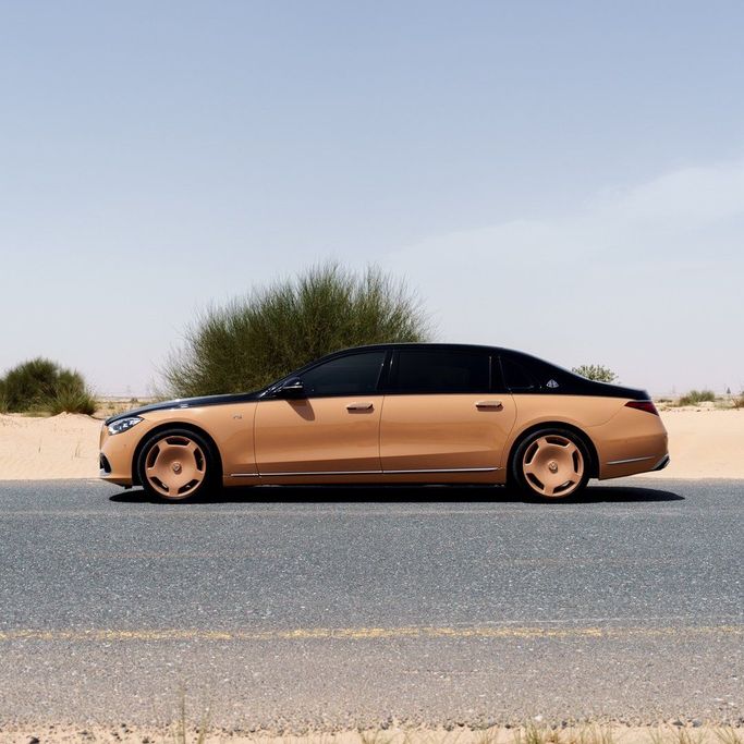 Mercedes-Benz Maybach S-Class 680 II (Z223), 2023 business sedan for rent in Dubai by DEIZ, beige color | AUTO.AE
