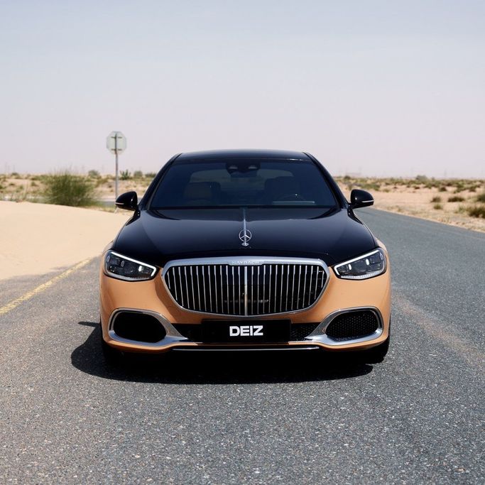 Mercedes-Benz Maybach S-Class 680 II (Z223), 2023 business sedan for rent in Dubai by DEIZ, beige color | AUTO.AE