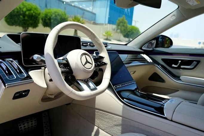 New Mercedes-Benz S-Class AMG 63 e AMG Long IV (W223), 4.0 l, 2025 in Dubai by 8 Ba Motors, Navy Blue color. European Specs | AUTO.AE