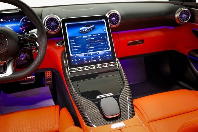 New Mercedes-Benz SL-Class AMG 55 AMG IV (R232), 4.0 l, 2023 in Dubai by PUPIL OF FATE MOTORS, Black color. GCC Specs | AUTO.AE