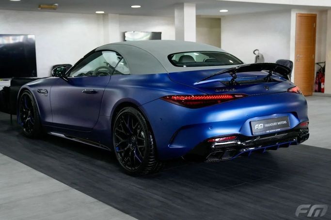 New Mercedes-Benz SL-Class AMG 63 AMG IV (R232), 4.0 l, 2023 in Dubai by Fakhoury, Blue color. European Specs | AUTO.AE