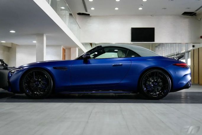New Mercedes-Benz SL-Class AMG 63 AMG IV (R232), 4.0 l, 2023 in Dubai by Fakhoury, Blue color. European Specs | AUTO.AE