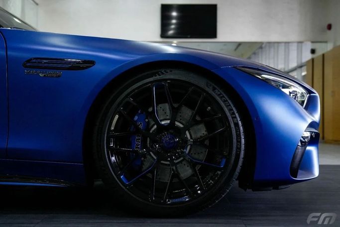 New Mercedes-Benz SL-Class AMG 63 AMG IV (R232), 4.0 l, 2023 in Dubai by Fakhoury, Blue color. European Specs | AUTO.AE