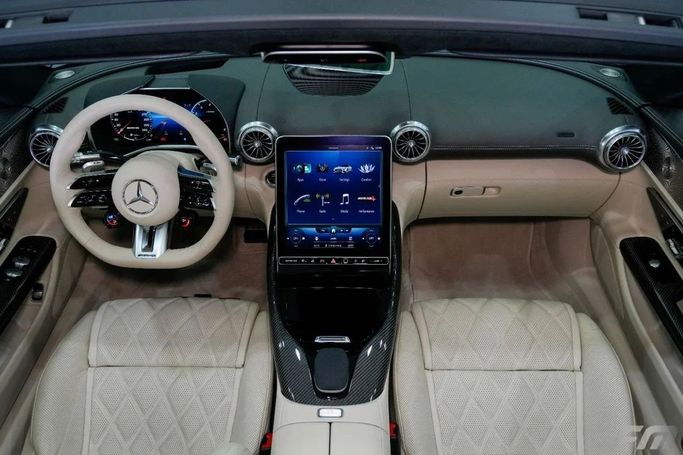 New Mercedes-Benz SL-Class AMG 63 AMG IV (R232), 4.0 l, 2023 in Dubai by Fakhoury, Blue color. European Specs | AUTO.AE