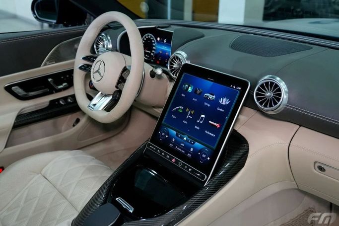 New Mercedes-Benz SL-Class AMG 63 AMG IV (R232), 4.0 l, 2023 in Dubai by Fakhoury, Blue color. European Specs | AUTO.AE