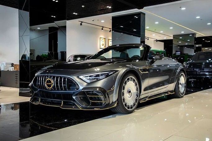 New Mercedes-Benz SL-Class AMG 63 AMG IV (R232), 4.0 l, 2022 in Dubai by Special Art Motors, Grey color. European Specs | AUTO.AE