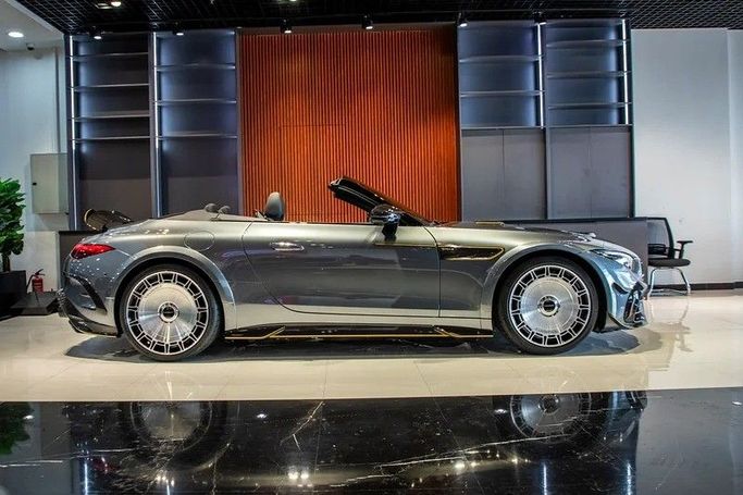 New Mercedes-Benz SL-Class AMG 63 AMG IV (R232), 4.0 l, 2022 in Dubai by Special Art Motors, Grey color. European Specs | AUTO.AE