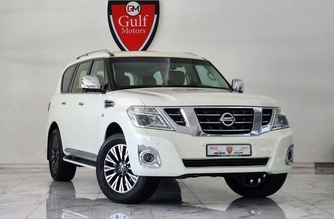 Used Nissan Patrol VI (Y62) Facelift, 5.6 l, 2015 in Dubai by Gulf Motors, White color. GCC Specs | AUTO.AE