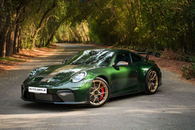 New Porsche 911 GT3 Weissach Package 992 Facelift, 4.0 l, 2026 in Dubai by AUTO DEALS, Green color. GCC Specs | AUTO.AE