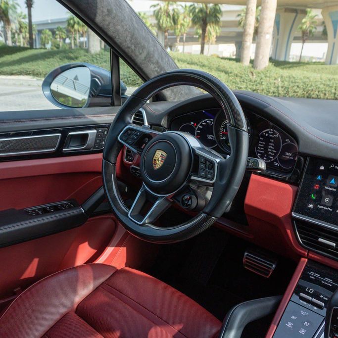 Porsche Cayenne Turbo Coupé III, 2023 business suv 5 dr. coupé for rent in Dubai by DEIZ, silver color | AUTO.AE