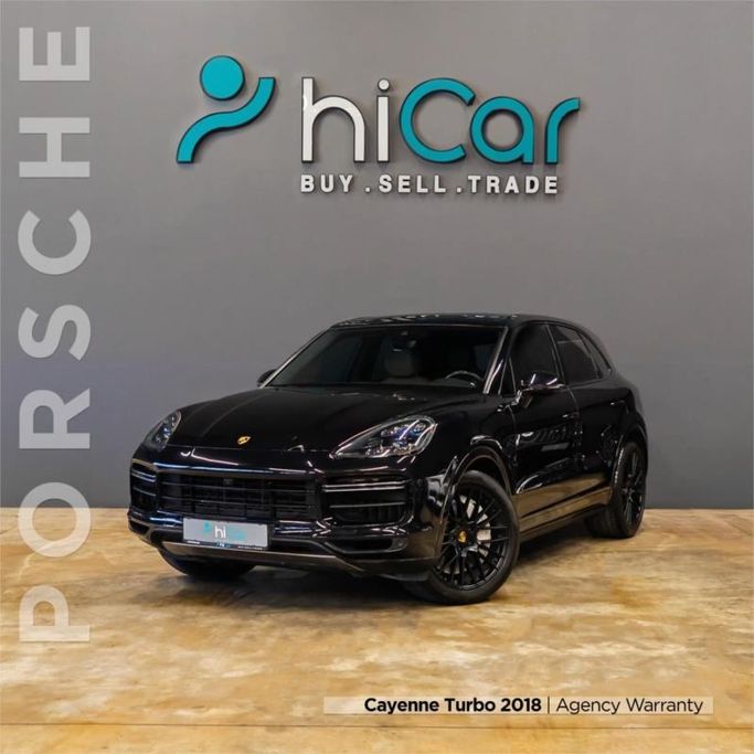 مستعملة Porsche Cayenne Turbo ثالثاً, 4.0 l, 2018 في في دبي من Hi Car Approved Pre-Owned Cars Showroom، اللون أسود. مواصفات الخليج | AUTO.AE | إعلان #264538